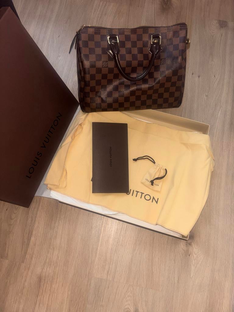 Louis Vuitton Speedy Damier Ebene SPOTPRIJS, Ophalen of Verzenden, Zo goed als nieuw, Bruin, Handtas