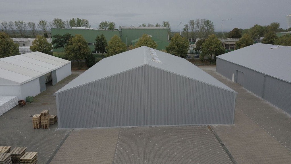 6500m2 5 loodsen / 1 tent loods, Ophalen, Nieuw, Overige metalen