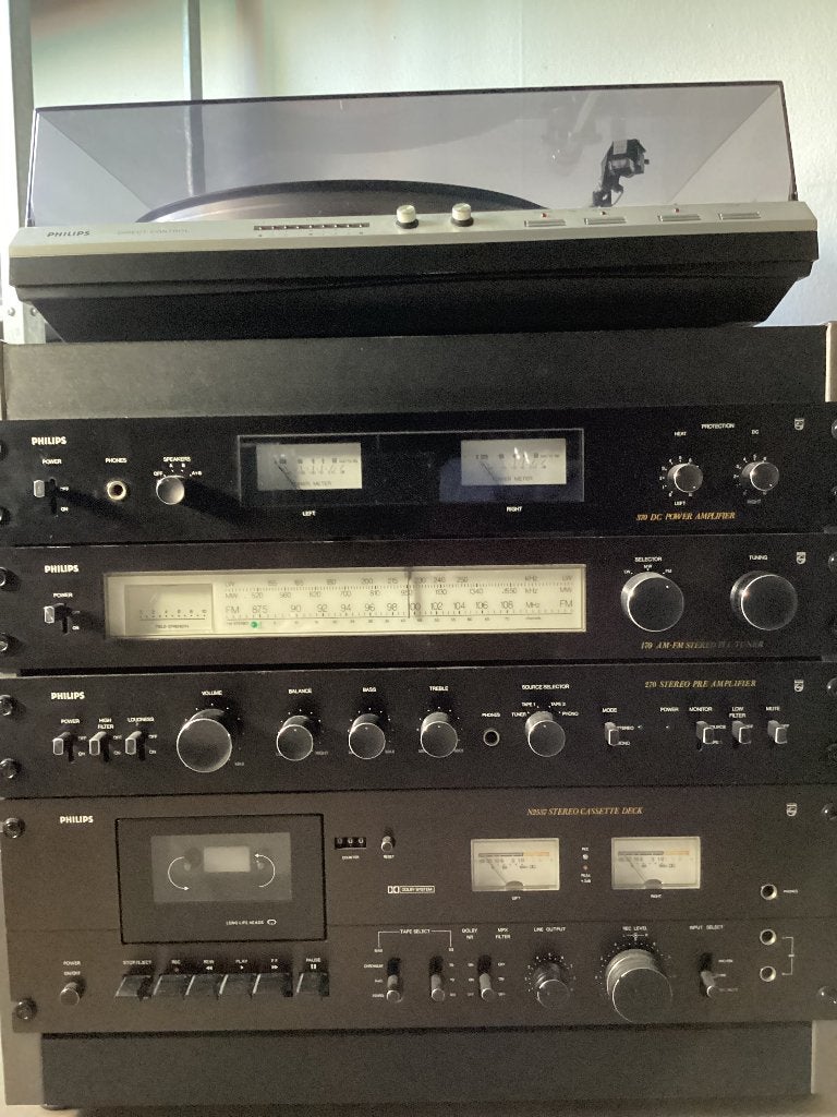 Nette retro black tulip Philips set incl.rack, MFB etc, Ophalen, Gebruikt, Audio