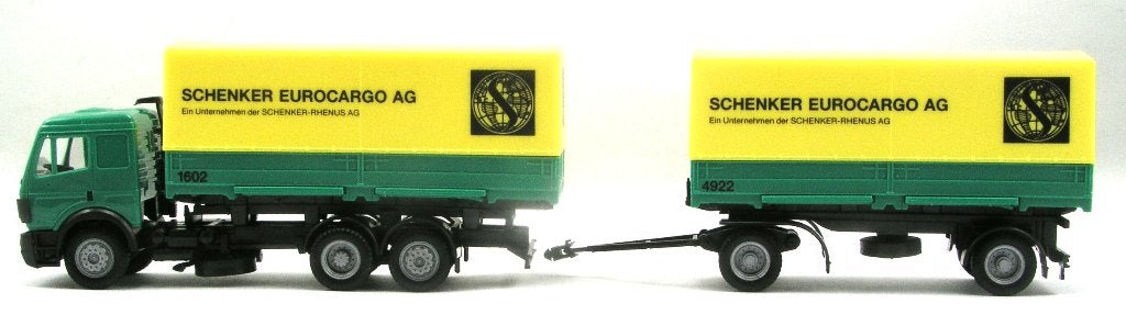 Herpa MB SK Schenker eurocargo huif wisselbak aanhanger, Hobby en Vrije tijd, Ophalen of Verzenden, Zo goed als nieuw, Bus of Vrachtwagen