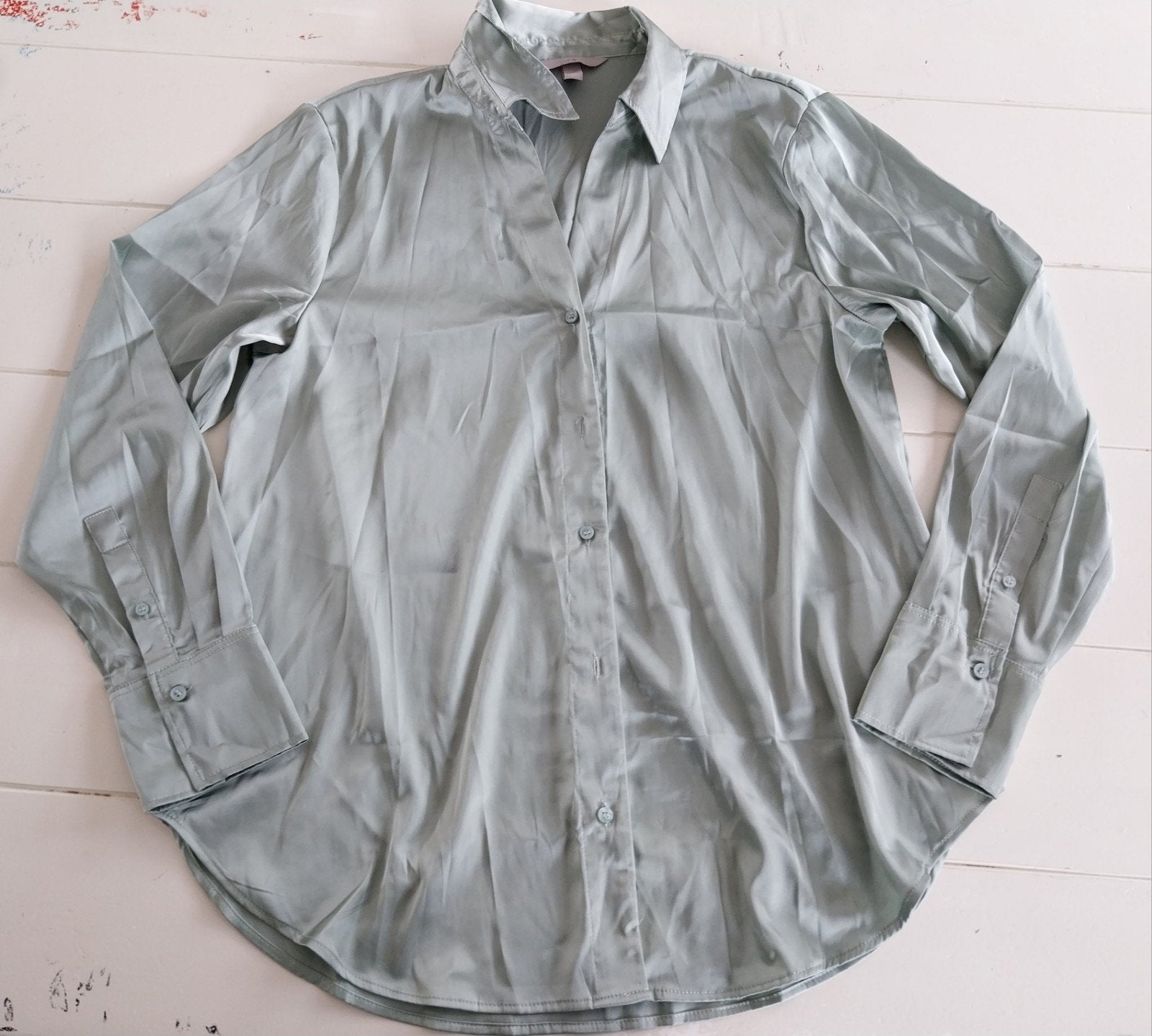 Glimmende Gladde Soepele Mintgroene Blouse H&M Maat M, Maat 38/40 (M), H&M, Ophalen of Verzenden, Zo goed als nieuw