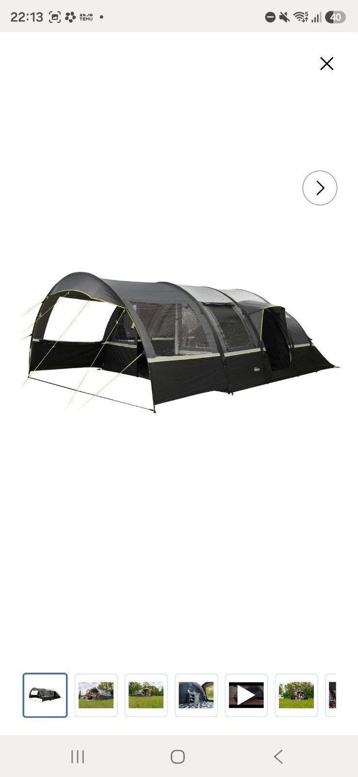 Obelink Portico 6 Easy Air tunneltent - Ruime gezinstent, Ophalen, Zo goed als nieuw, Tot en met 6