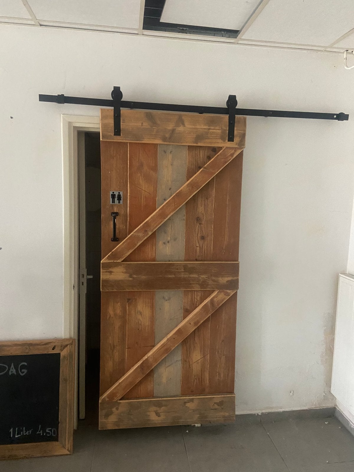 Barndoor schuifdeur met railsysteem, Ophalen, Binnendeur, Zo goed als nieuw, Schuifdeur