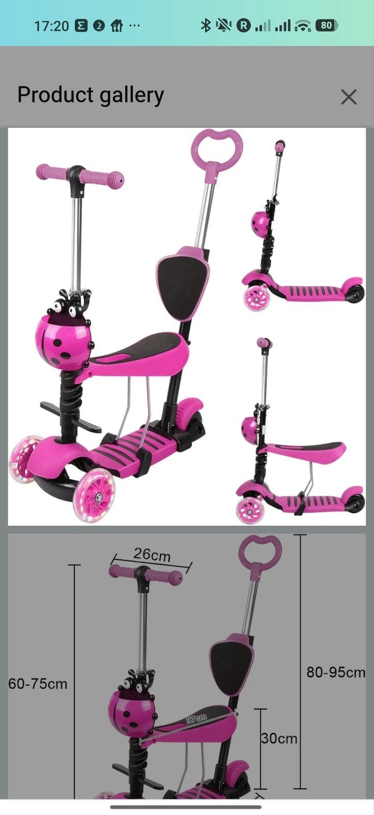 Roze 5-in-1 kinderstep / driewieler – Unicorn, Ophalen, Gebruikt, Terugtraprem, Verstelbare zitting