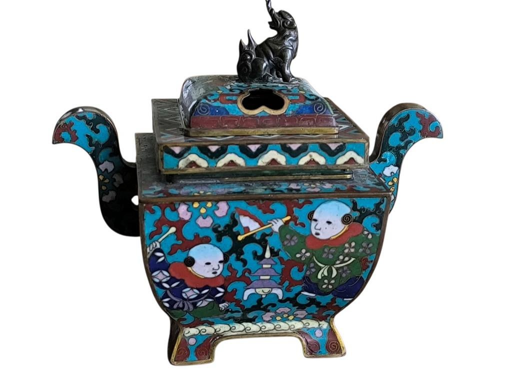 Antiek cloisonne wierookvat Chinees, Antiek en Kunst, Ophalen of Verzenden