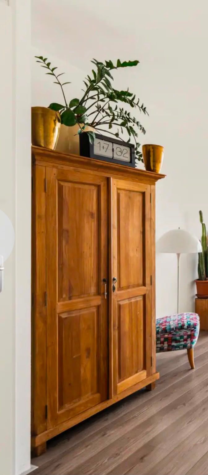 Massieve houten kast met geïntegreerd bureau, Ophalen, Gebruikt, 70 tot 120 cm, 170 cm of meer