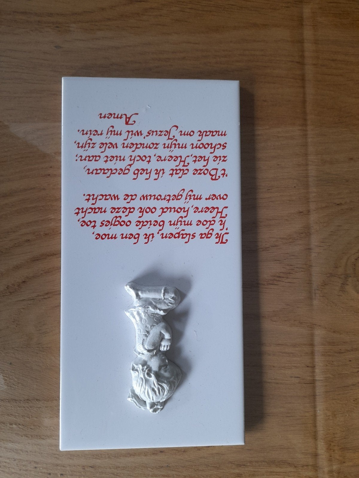Gebedstegel 'Ik ga slapen, ik ben moe' met engel, Ophalen