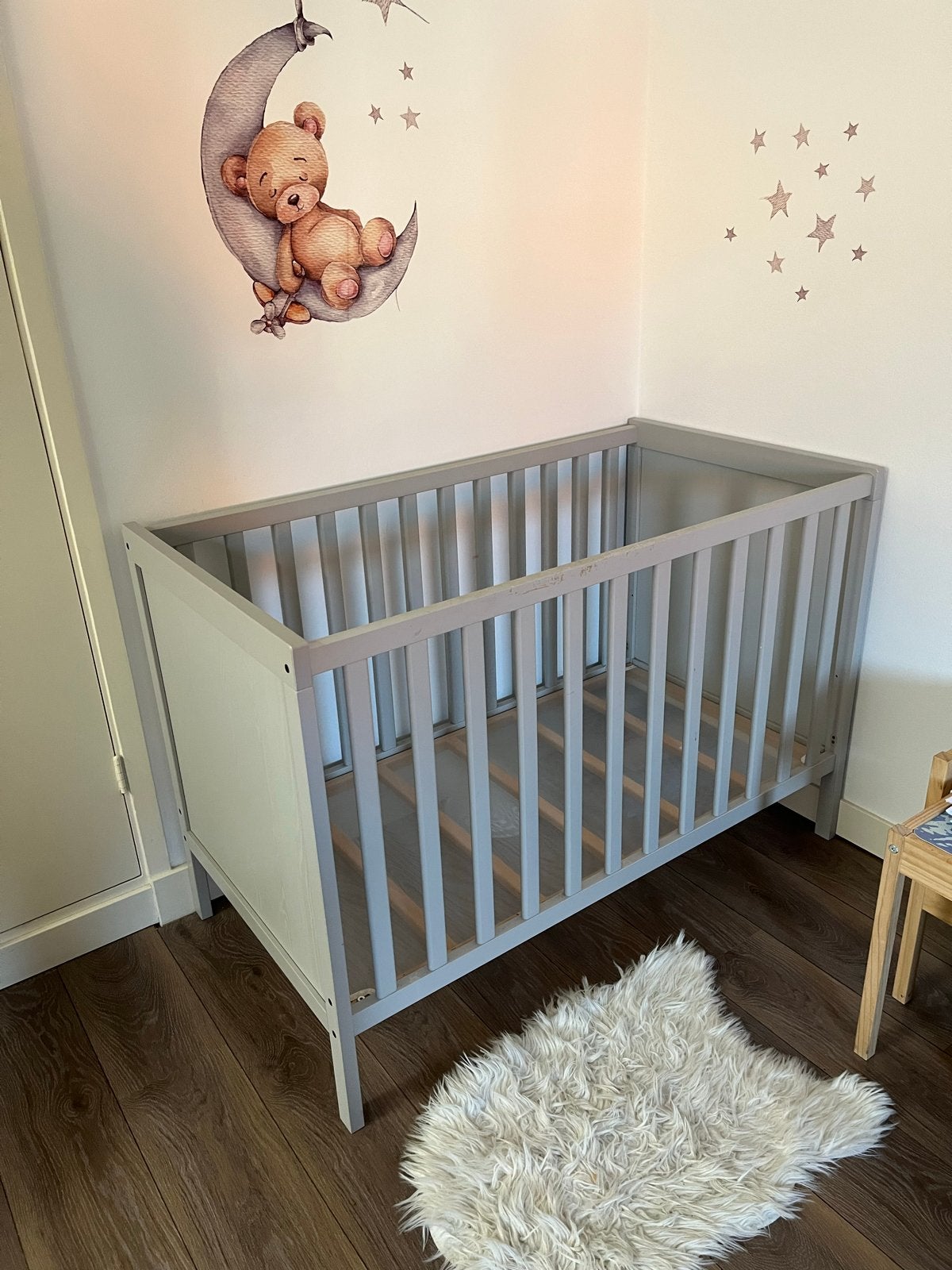 IKEA Sniglar Ledikant - Grijs (60x120 cm)+ Matress, Ophalen of Verzenden, Gebruikt, Ledikant