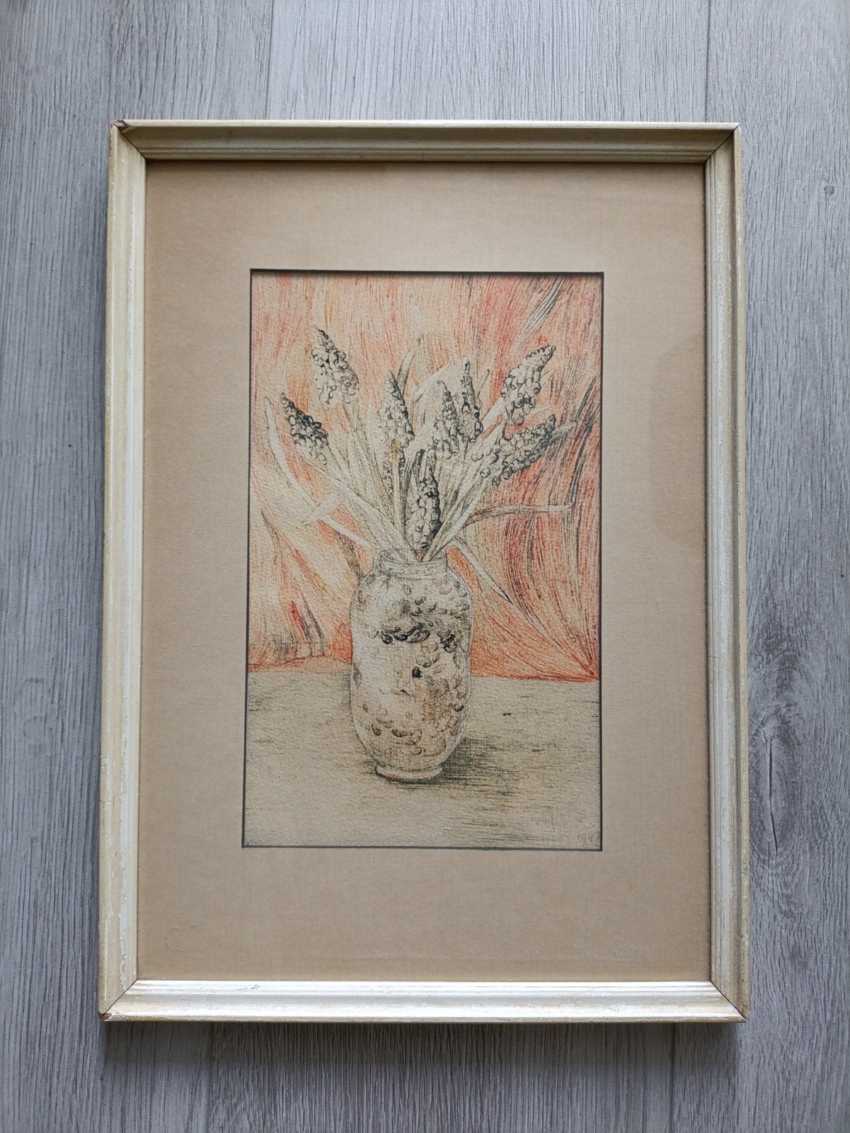 Mooie pastelkleurige tekening uit 1974, Antiek en Kunst, Ophalen, Overige typen, Pasteltekening, Handgemaakt
