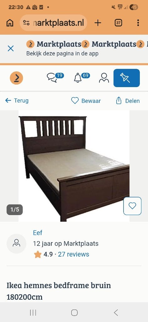 Bed 160 bij 200 cm gratis ophalen!, Huis en Inrichting, Gebruikt, Bruin, Tweepersoons, Ophalen of Verzenden