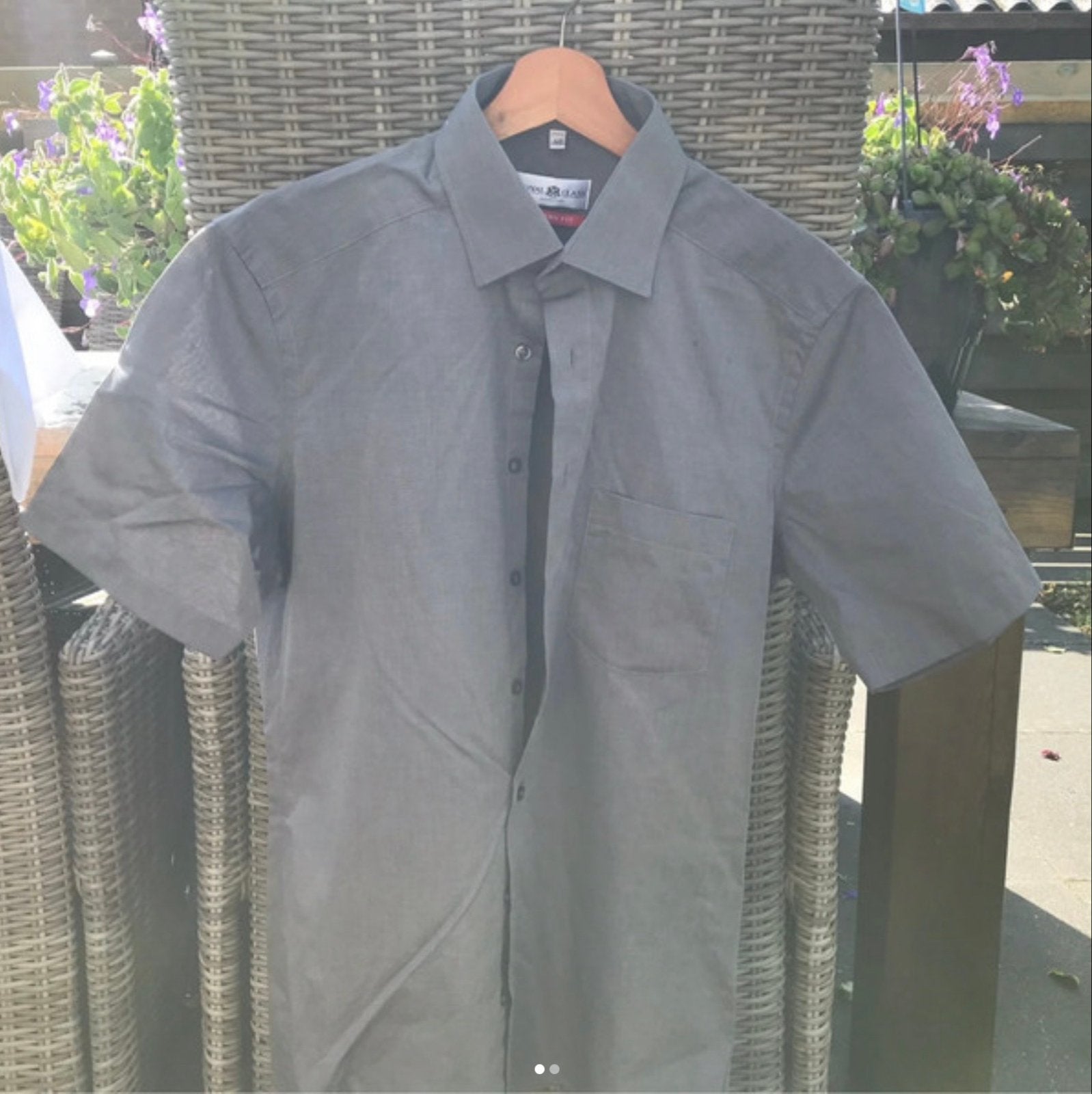 Royal class - Grijs overhemd met korte mouwen - Maat M/40, Ophalen of Verzenden, Zo goed als nieuw, Grijs, Halswijdte 39/40 (M)