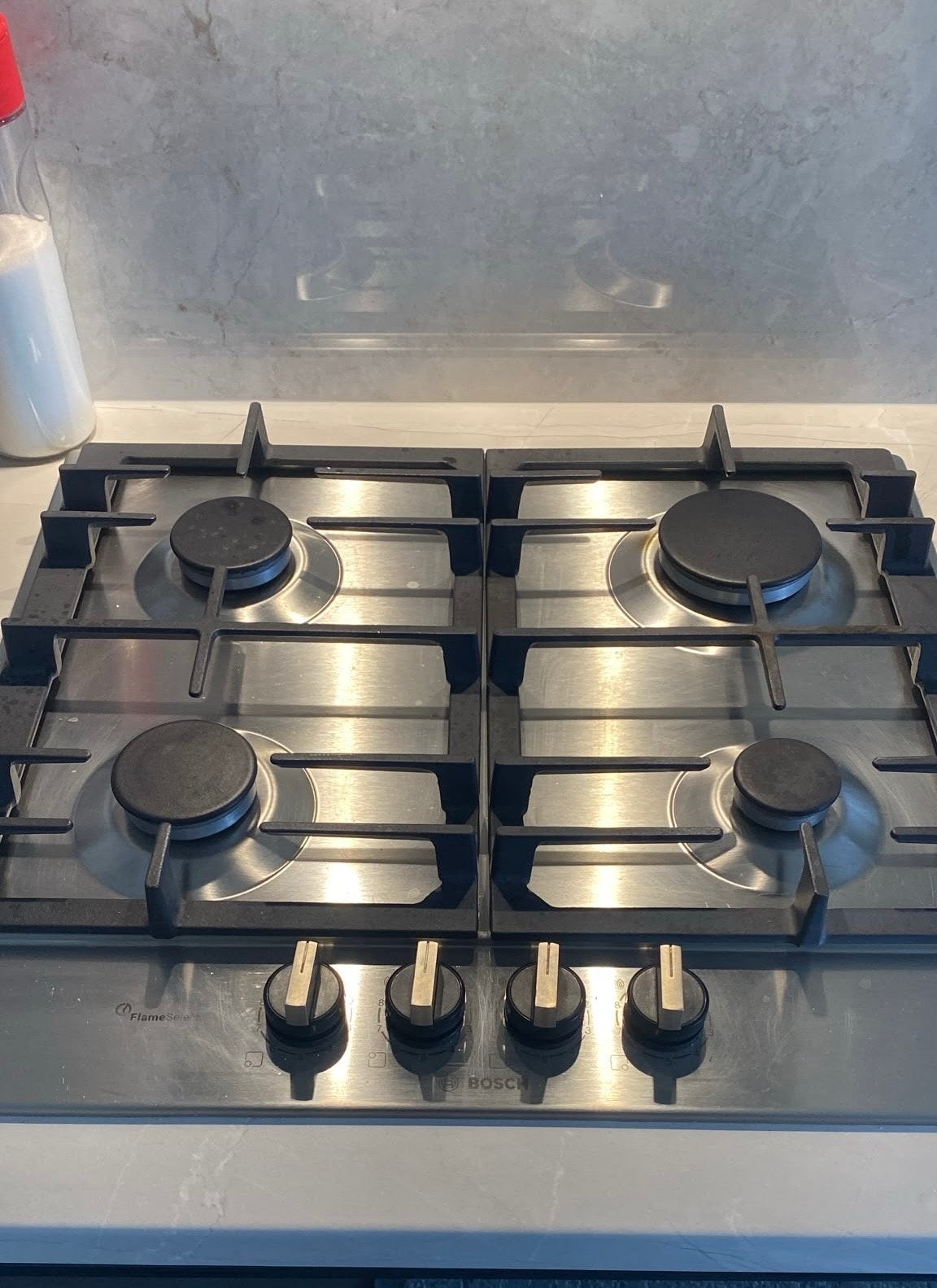 Bosch gas kookplaat - 4 branders, Ophalen, 4 kookzones, Zo goed als nieuw, Inbouw