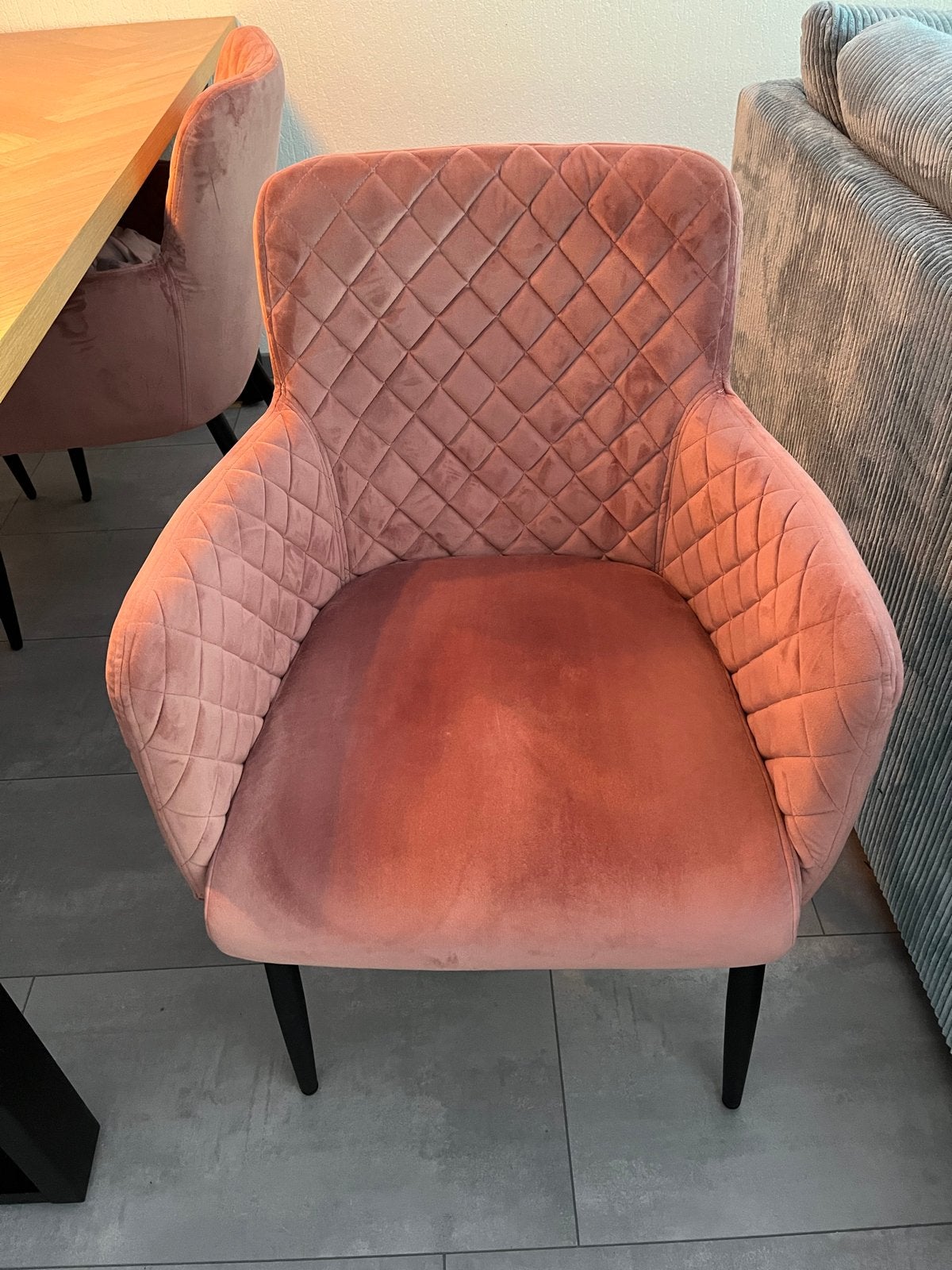 Roze fluwelen eetkamerstoelen met armleuningen, Ophalen, Gebruikt, Overige kleuren, Eén