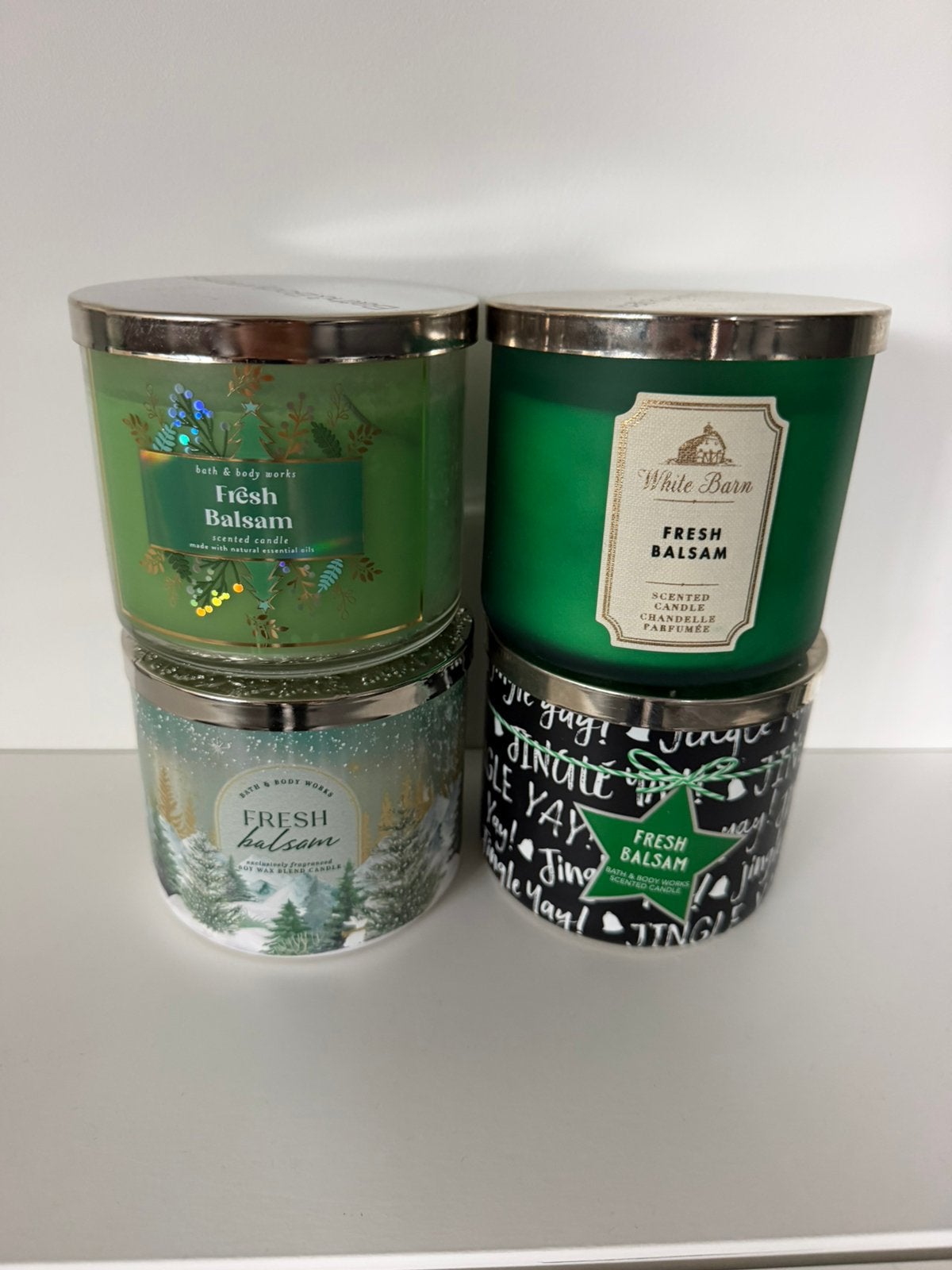 4x Bath & Body Works Fresh Balsam 3-wick kaars nieuw, Overige merken, Nieuw, Ophalen of Verzenden, Glas