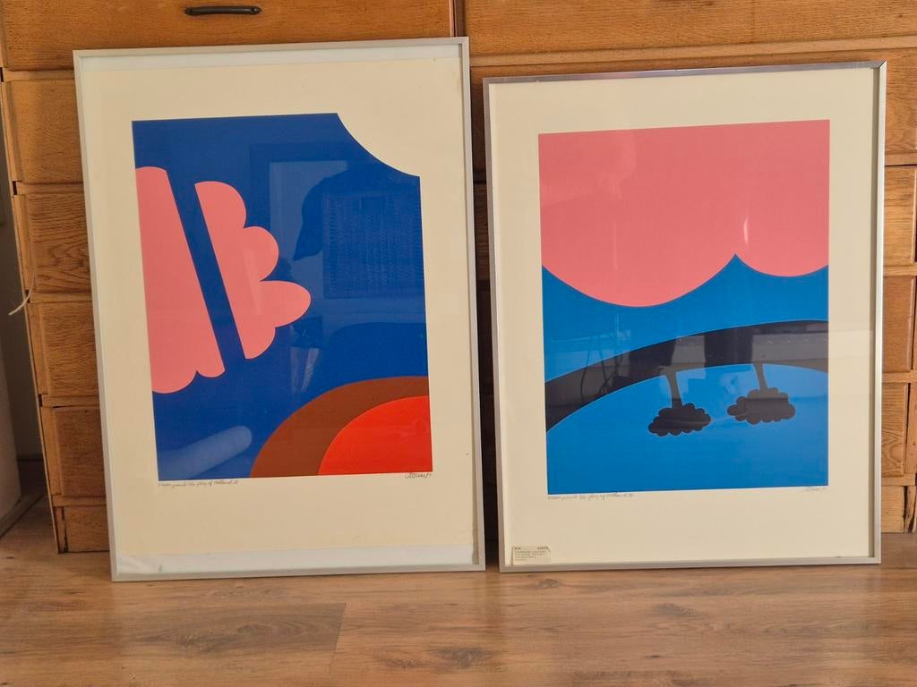 Set van 2 gesigneerde zeefdrukken Josum Walstra (3/30) – vin, Antiek en Kunst, Kunst | Litho's en Zeefdrukken, Ophalen of Verzenden