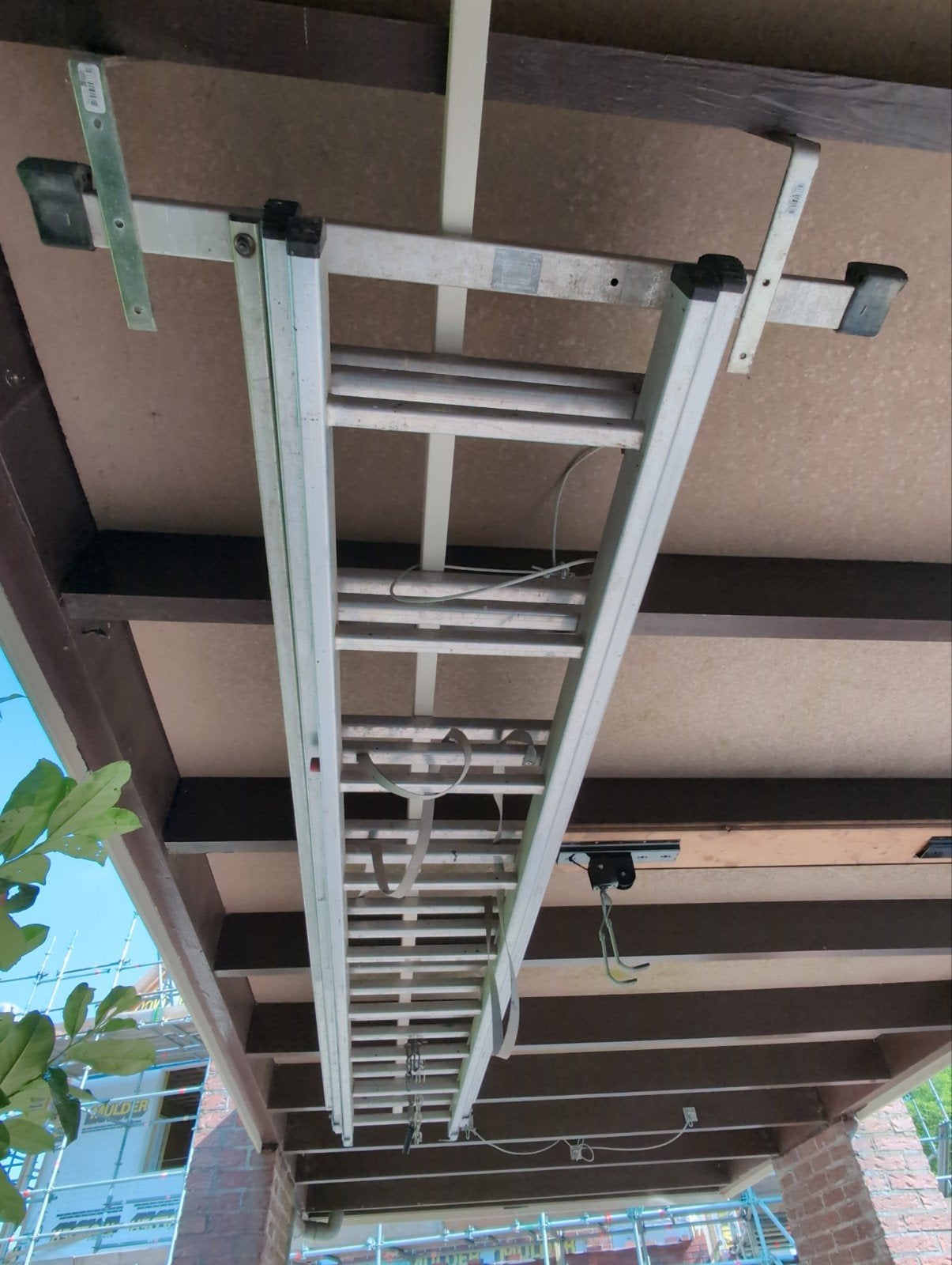Aluminium uitschuifbare ladder - 3x9 treden, Ophalen, Gebruikt, Ladder, Opvouwbaar of Inschuifbaar