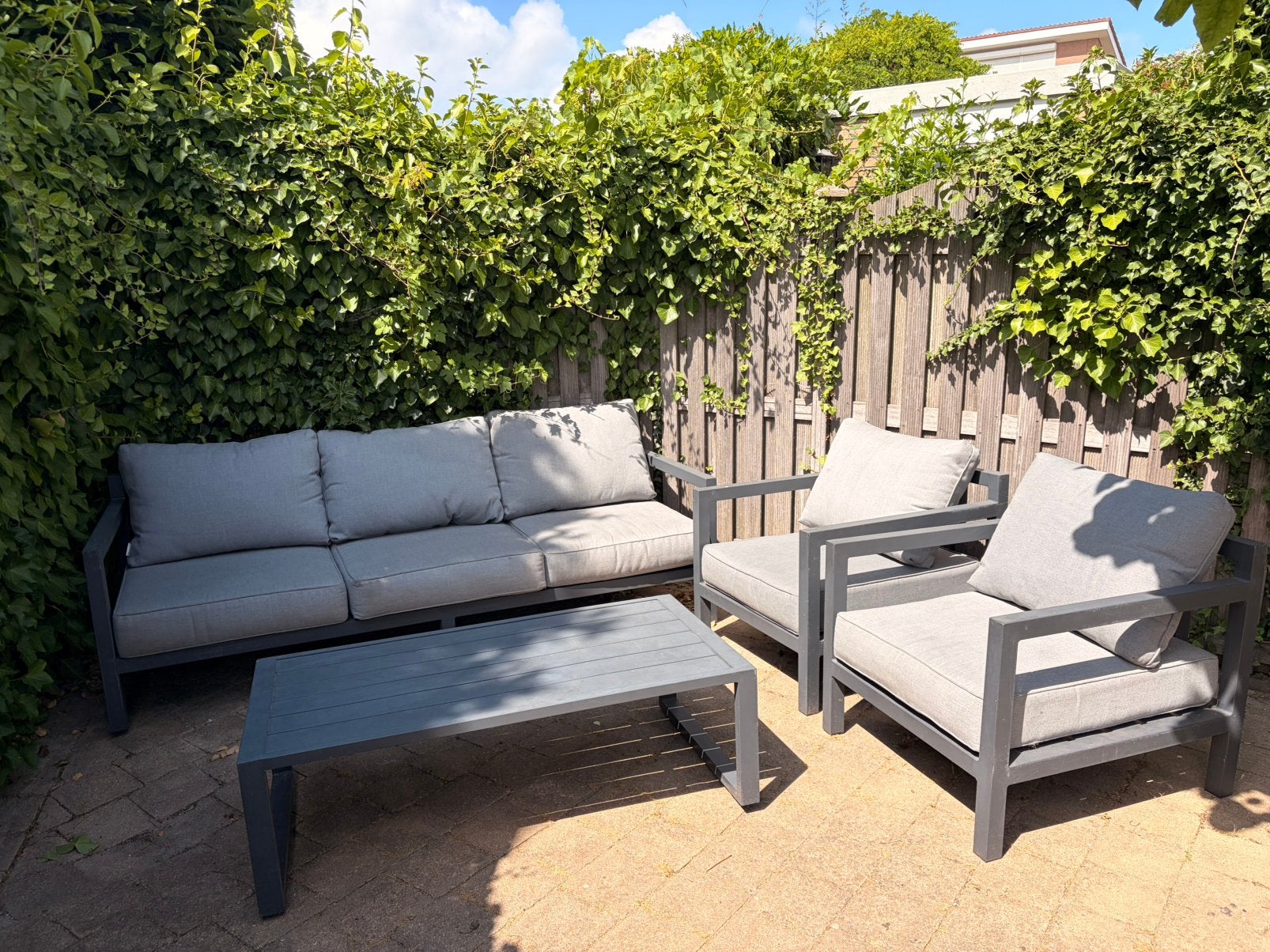 Moderne aluminium loungeset – zo goed als nieuw!, Ophalen, Zo goed als nieuw, Aluminium