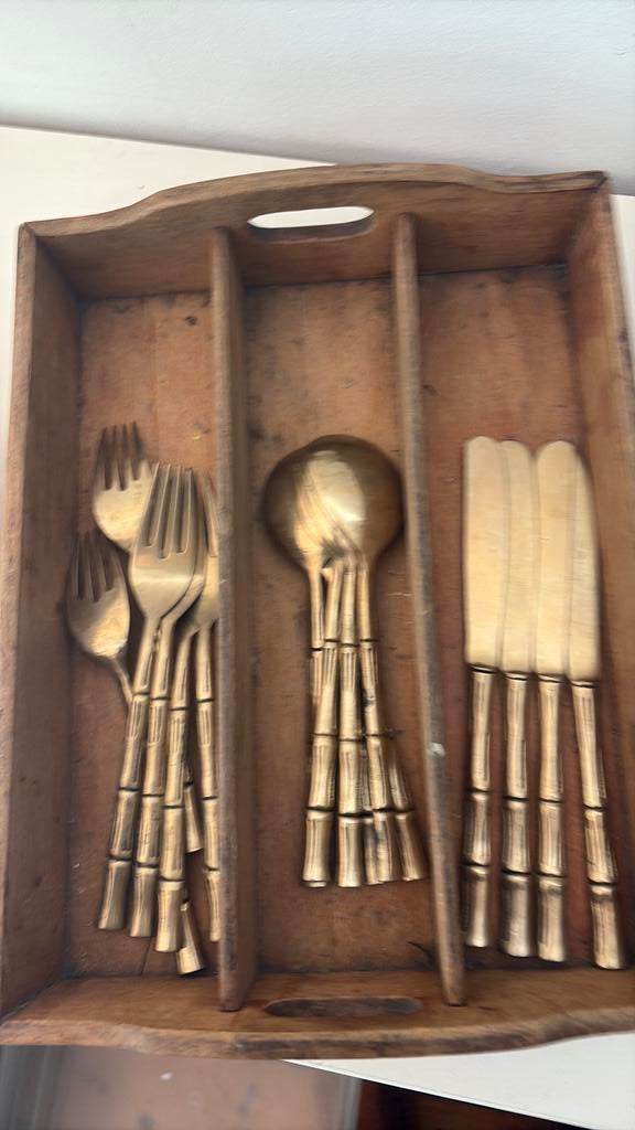 Vintage Tommy's Gems Messing Bamboe Bestekset - 16 Stuks, Ophalen of Verzenden