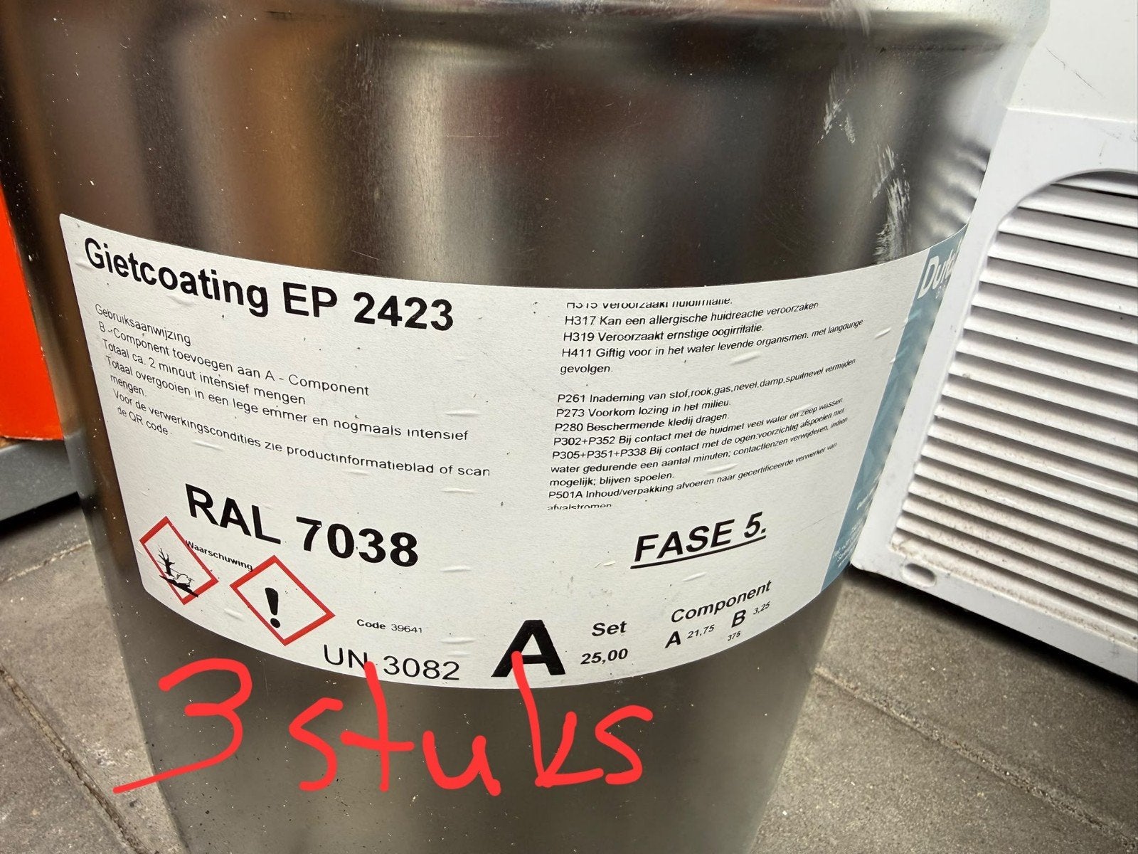 Gietcoating EP 2423 RAL 7038 en Topcoat PUWA 5100 Mat, Ophalen, Nieuw, Verf, 20 liter of meer
