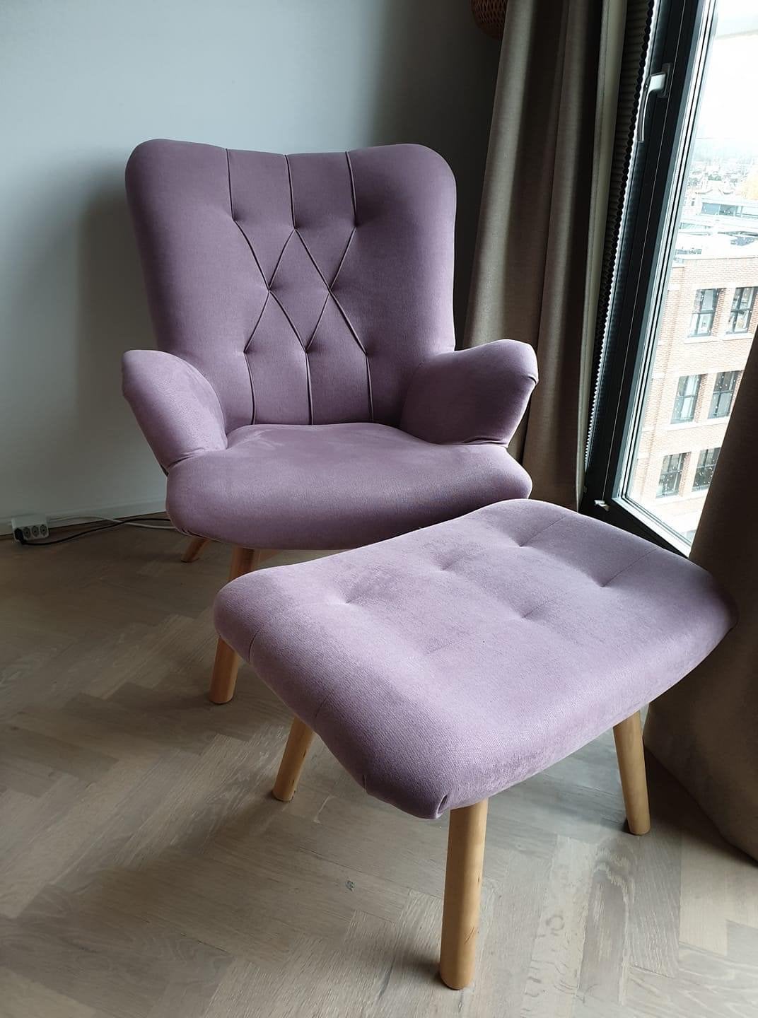 Fauteuil met bijpassende hocker, Ophalen, Zo goed als nieuw, 75 tot 100 cm, 75 tot 100 cm
