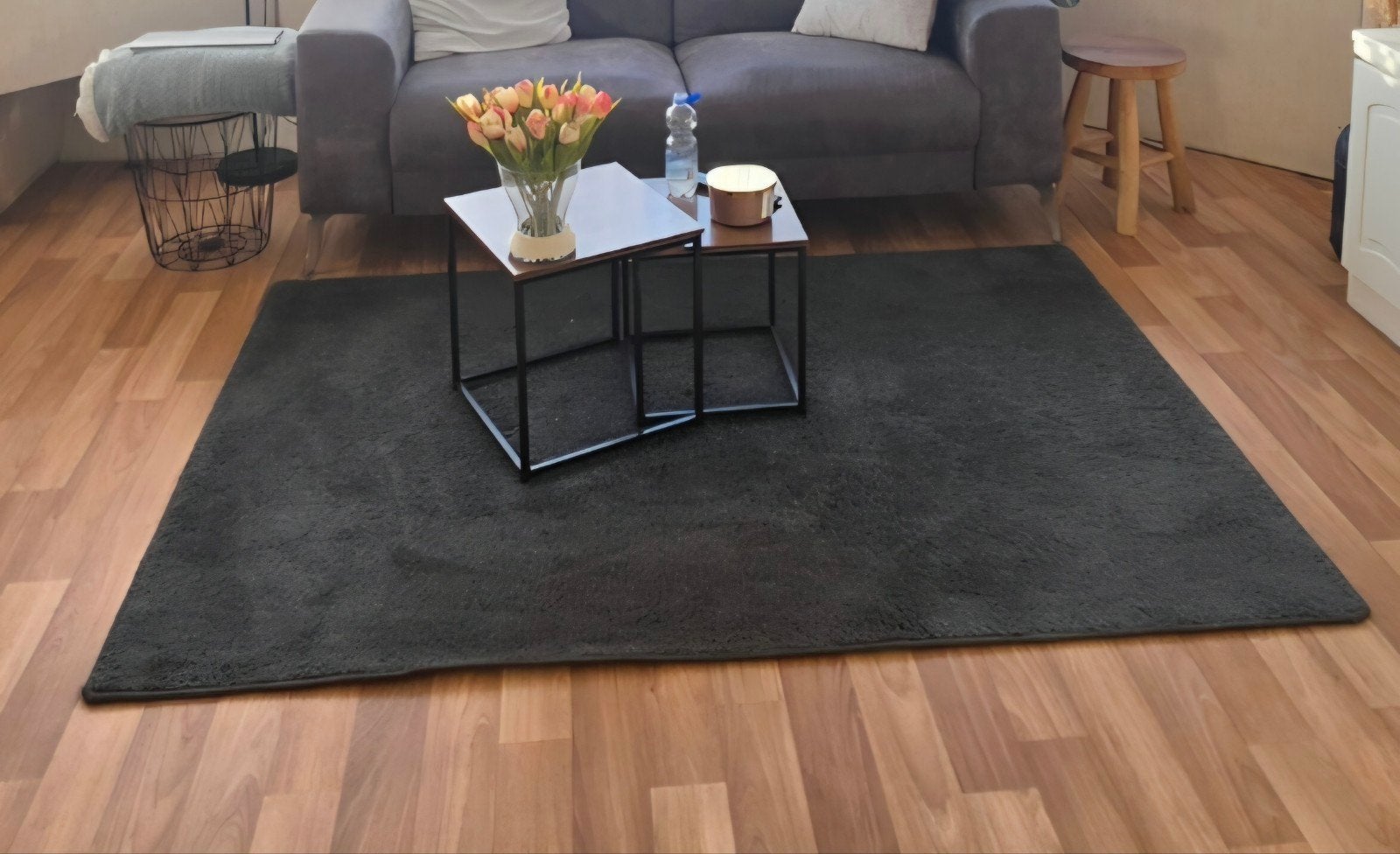 zwart/antraciet kleed 180x130cm, Ophalen, Rechthoekig, 150 tot 200 cm, 100 tot 150 cm