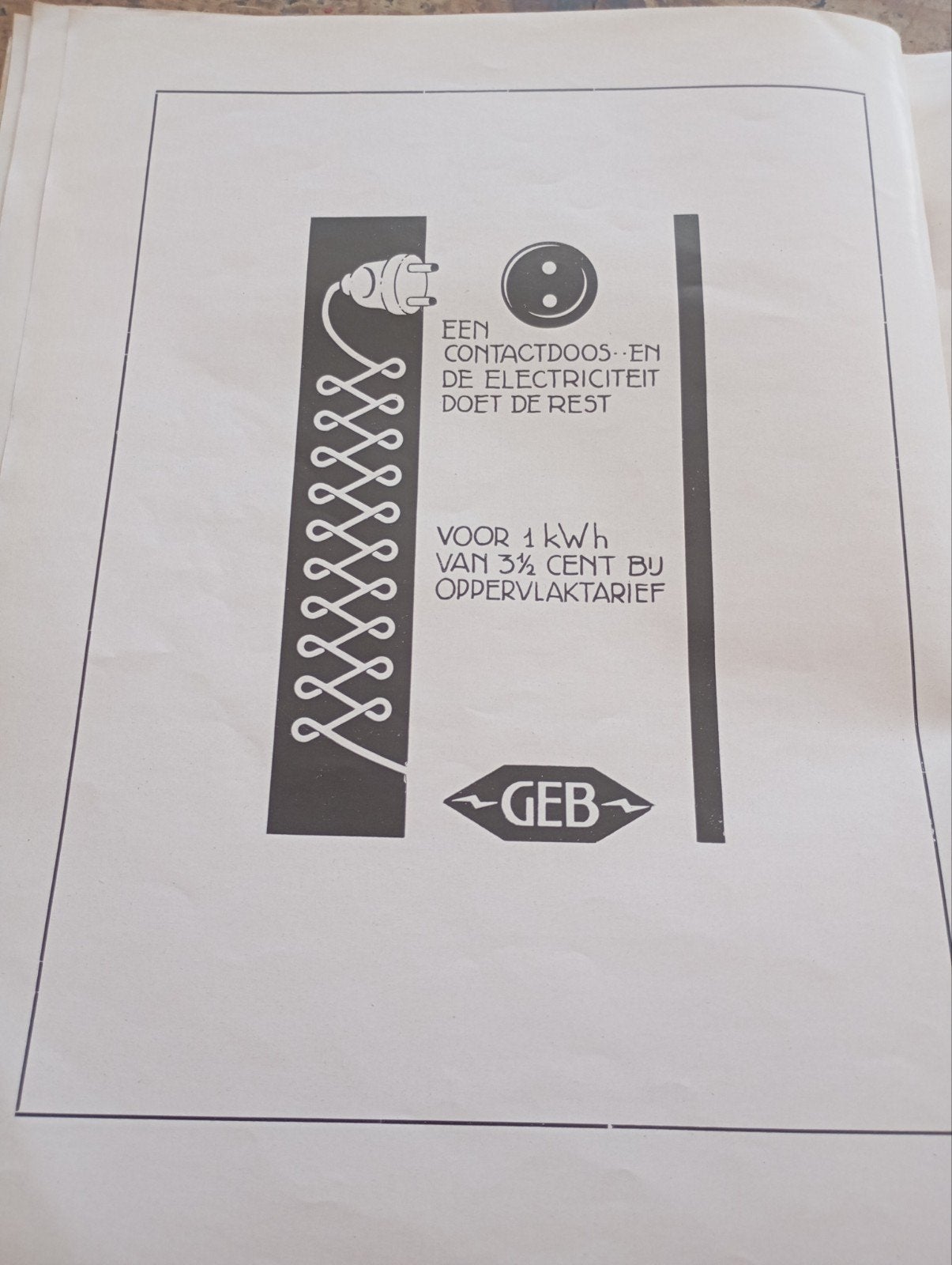 Vintage GEB advertentie reclame 1947, Ophalen of Verzenden, Gebruikt, Reclamebord
