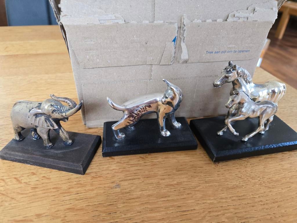 3 verzilverde tinnen dieren WNF album5, Verzamelen, Ophalen of Verzenden, Dier