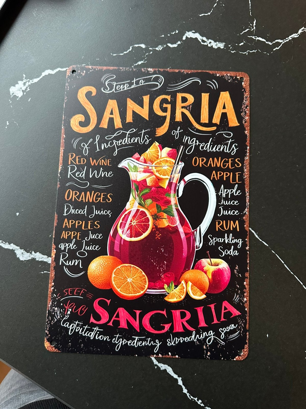 Prachtig vintage bord van Sangria 20x30, Verzamelen, Merken en Reclamevoorwerpen, Ophalen of Verzenden, Reclamebord