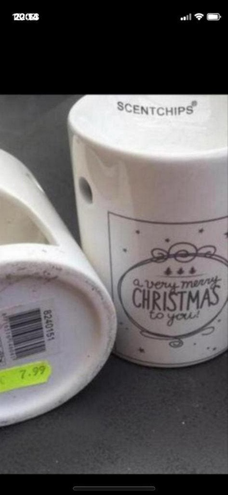 Scentchips brander met kersttekst en twee witte branders, Ophalen, Overige stijlen, Nieuw, Wit
