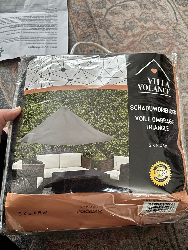 Villa Volance Schaduwdriehoek 5x5x5m, Ophalen, Nieuw