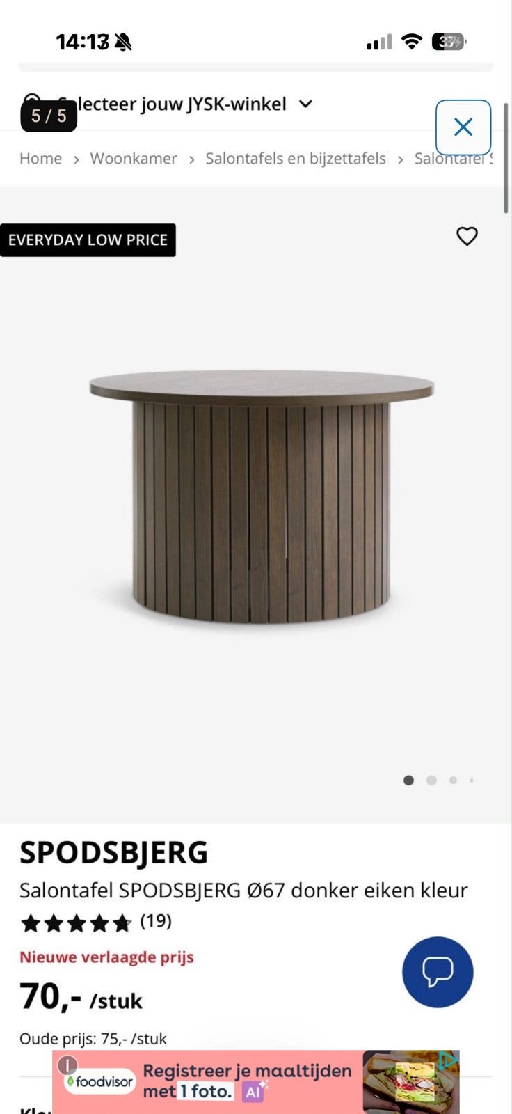 Mooi rond bijzettafeltje, zo goed als nieuw, Rond, 55 tot 75 cm, Zo goed als nieuw, Hout