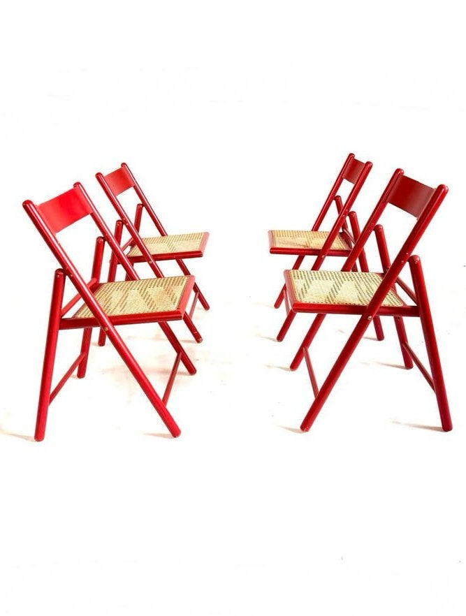 Set van 4 vintage webbing klapstoelen, Italië ‘70