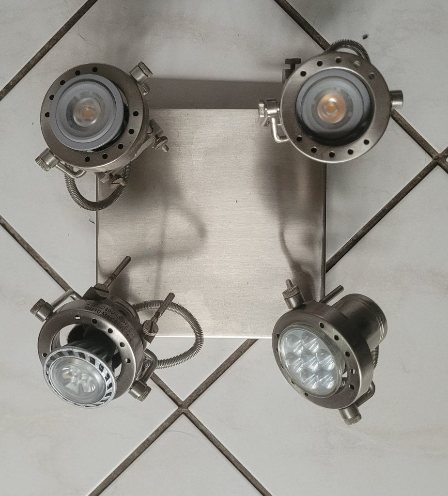 Moderne RVS plafondlamp met 4 verstelbare spots, Ophalen of Verzenden