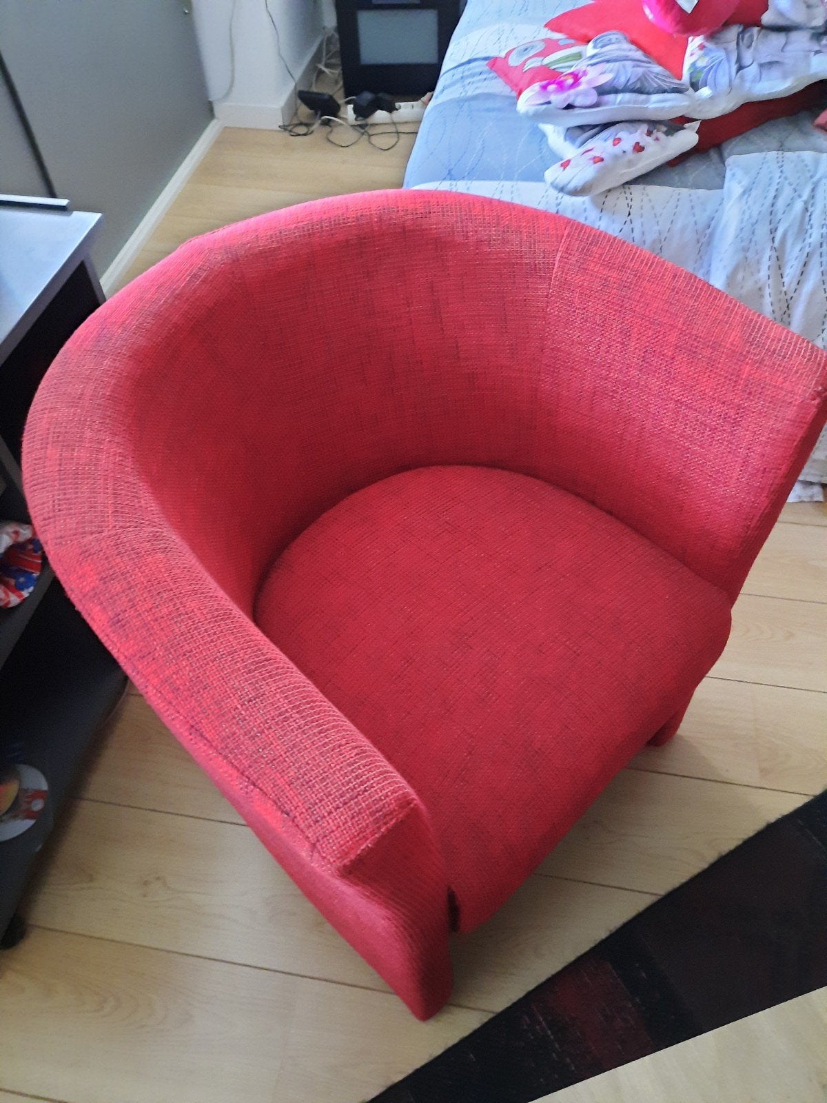 Set van 4 rode kuipstoelen - Gebruikt, Huis en Inrichting, Stoelen, Ophalen, Gebruikt, Vier, Rood