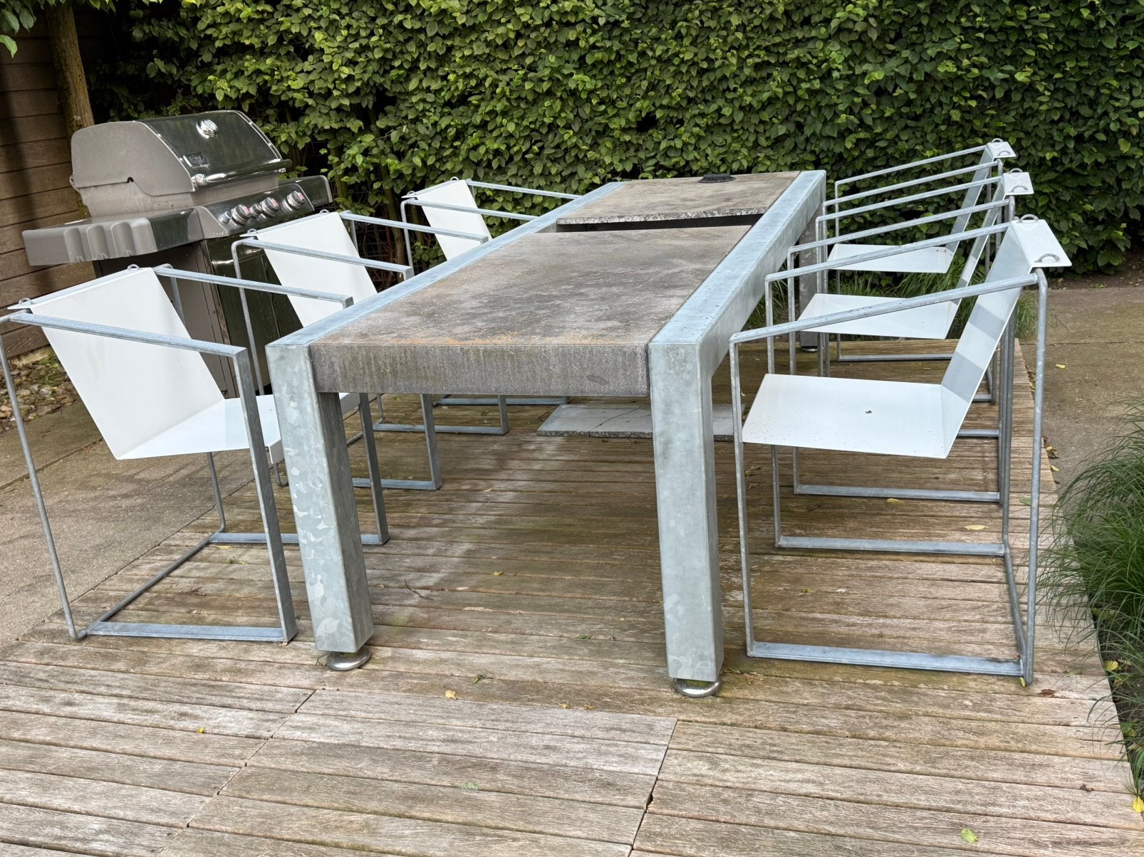 Lensink LSD buitentafel en stoelen, Ophalen, Gebruikt, Metaal