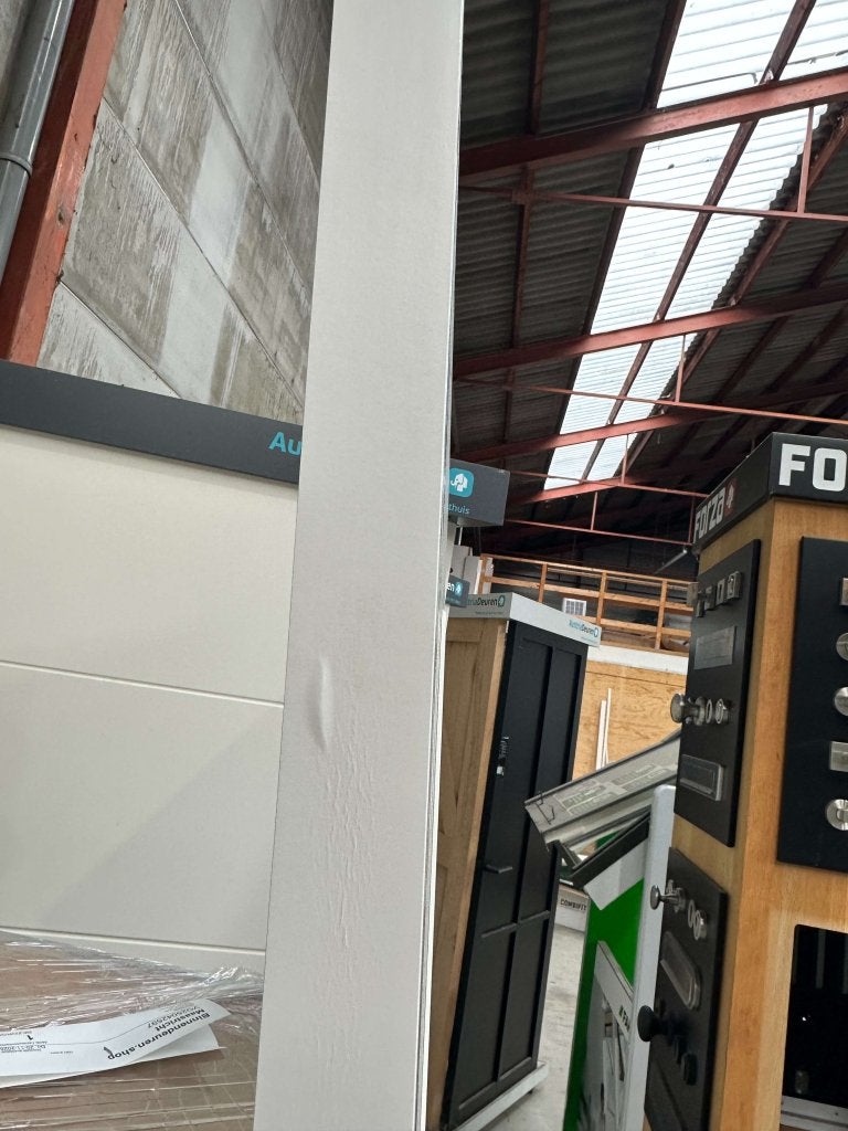 Witte binnendeur met glas 83x201,5 Stomp met melkglas OUTLET, Doe-het-zelf en Verbouw, Niet ingevuld, 80 tot 100 cm, Binnendeur