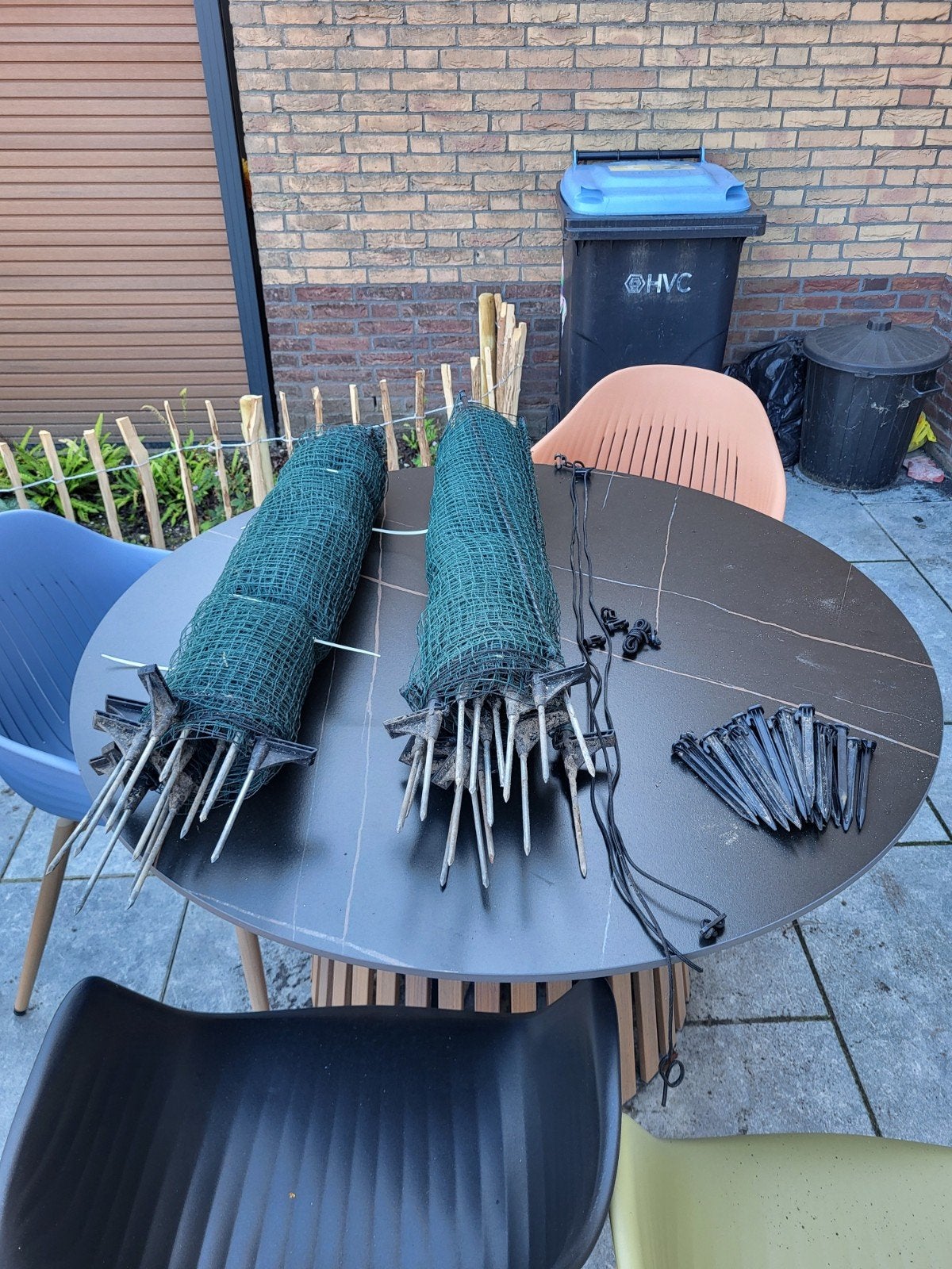 Omheiningsnet 2x20m, 80cm hoog met palen en haringen, Ophalen, Zo goed als nieuw, Kunststof, Gaashekwerk