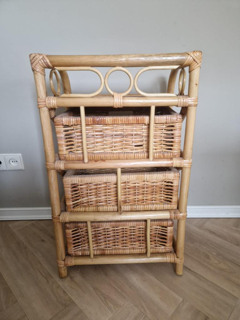 Vintage rotan lade kastje, Huis en Inrichting, Kasten | Ladekasten, Ophalen, 50 tot 100 cm, Zo goed als nieuw, 3 of 4 laden