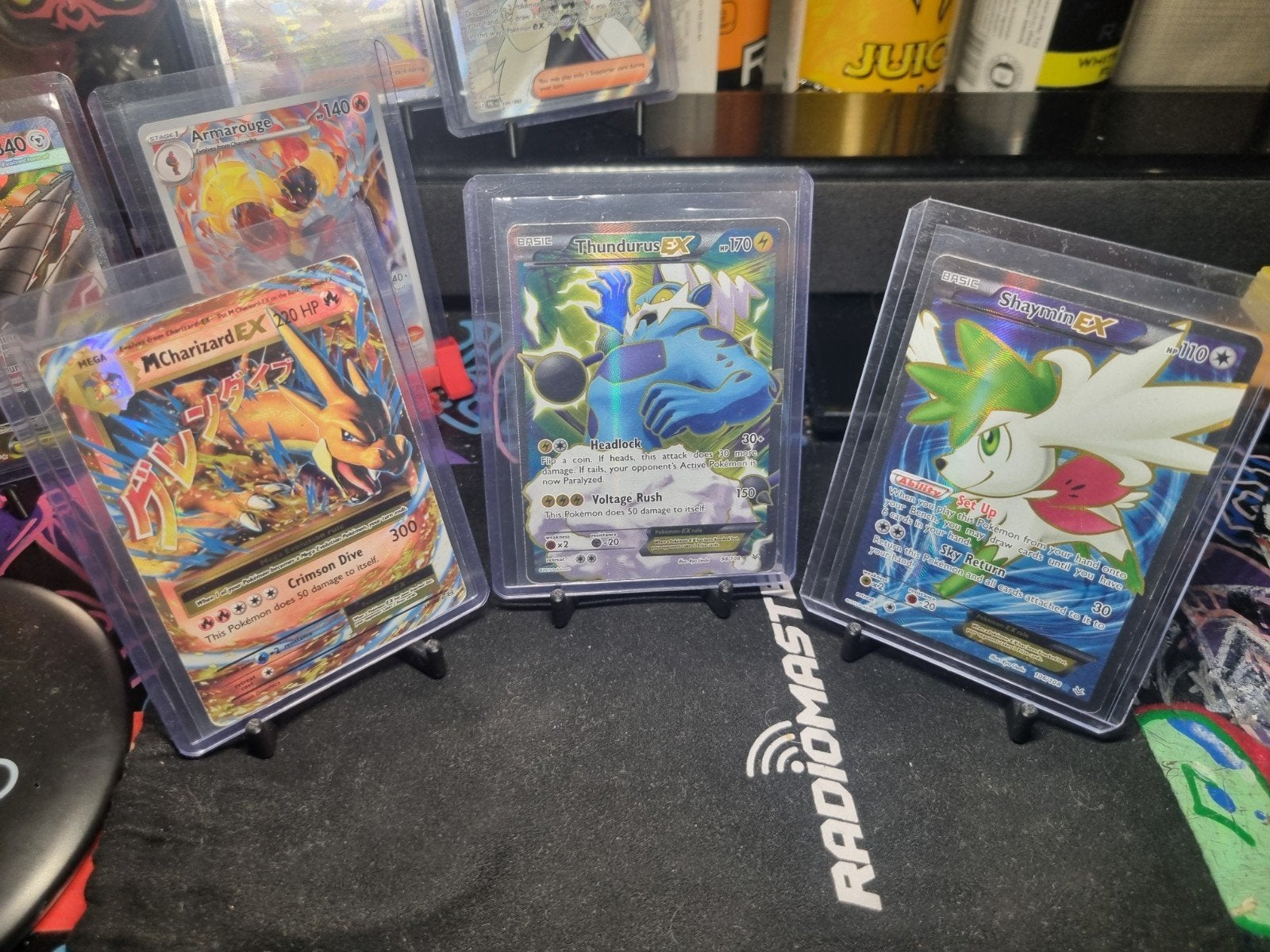 Pokémon Kaarten: M Charizard EX, Thundurus EX, Shaymin EX, Ophalen of Verzenden, Zo goed als nieuw, Meerdere kaarten, Foil