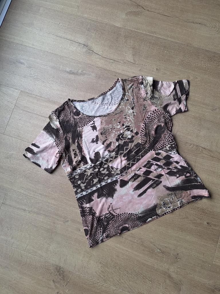 top roze - bruin - beige maat 40/42, Kleding | Dames, Tops, Maat 38/40 (M), Bruin, Ophalen of Verzenden, Korte mouw