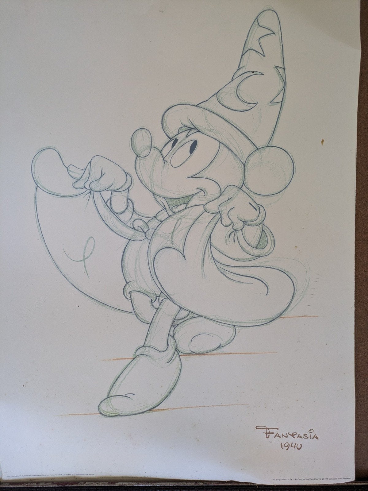 Disney Fantasia 1940 Mickey Mouse tovenaar schets, Ophalen, Mickey Mouse, Gebruikt, Plaatje of Poster