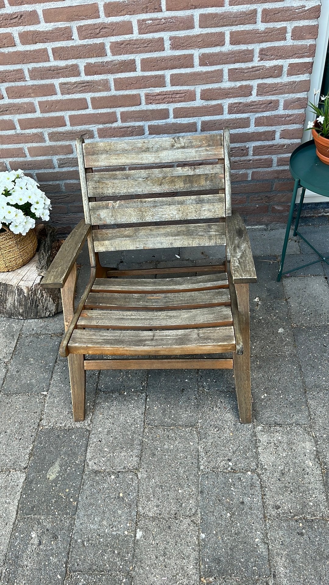 Teakhouten stoel., Tuin en Terras, Tuinstoelen, Ophalen, Gebruikt, Teakhout