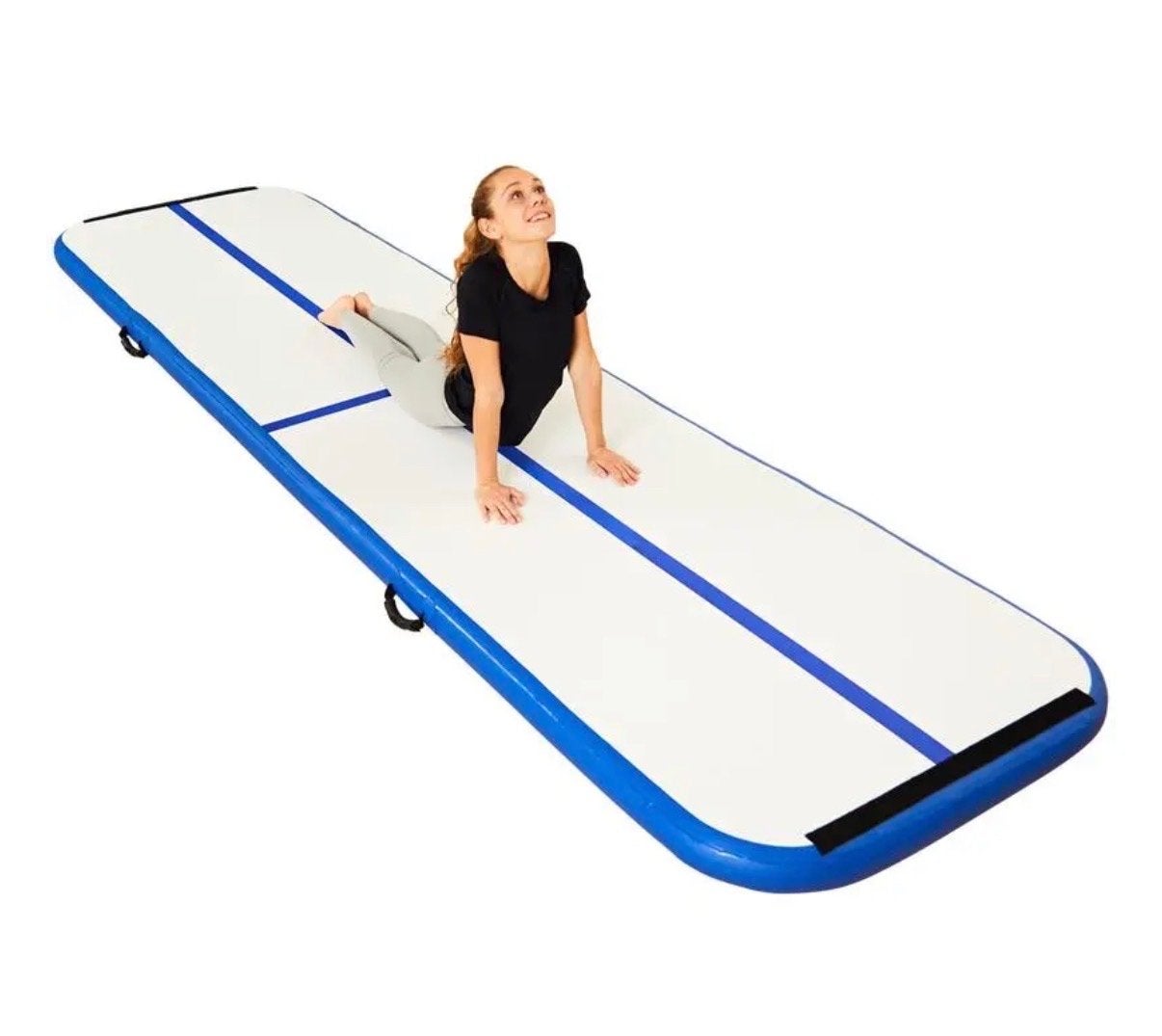 Opblaasbare Gymnastiekmat Airtrack 400x100x10 cm met pomp, Sport en Fitness, Turnen, Ophalen, Zo goed als nieuw, Wit, Materiaal