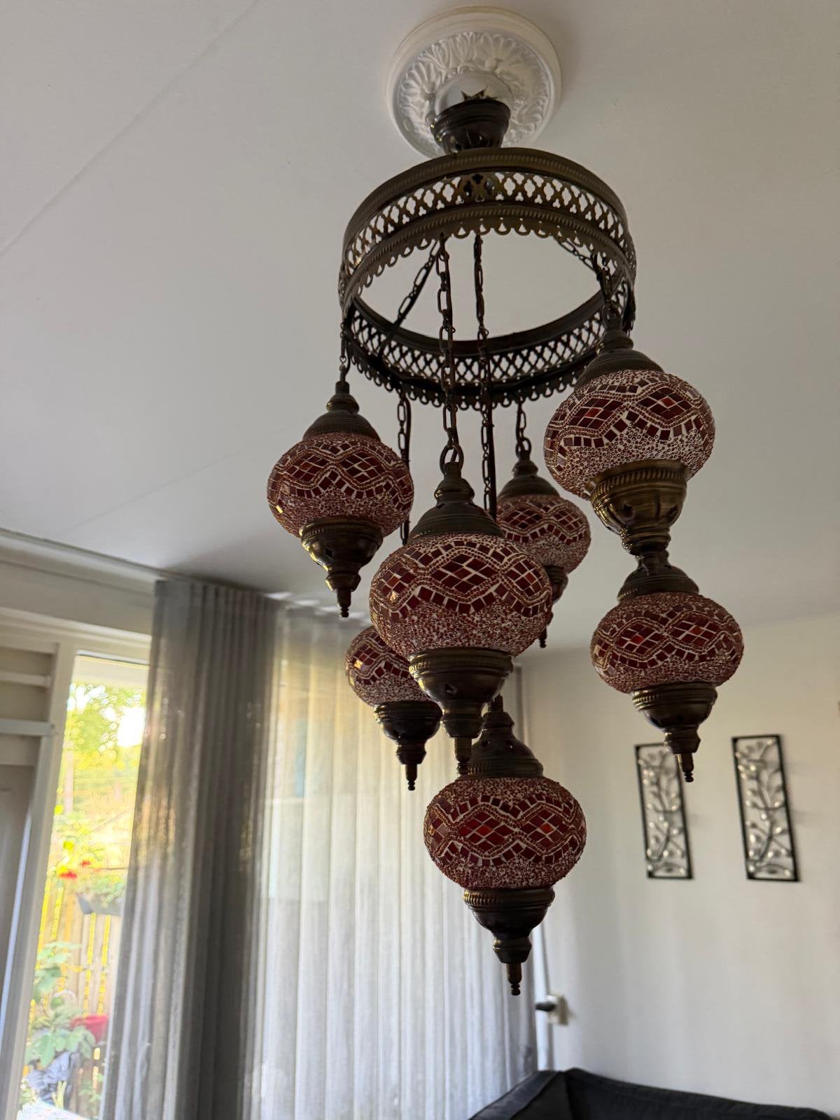 Rode Mozaïek lampen verkoop 2 voor 75 .1 voor 40, Ophalen, Zo goed als nieuw, Steen/keramiek, E27 (groot)