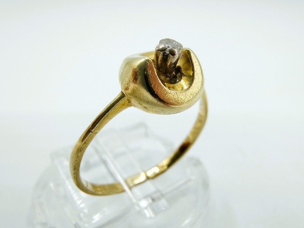 Gouden ring met diamant, 17,5 mm, Gebruikt, Info@zilverwebsite.nl, Verzenden, 17 tot 18