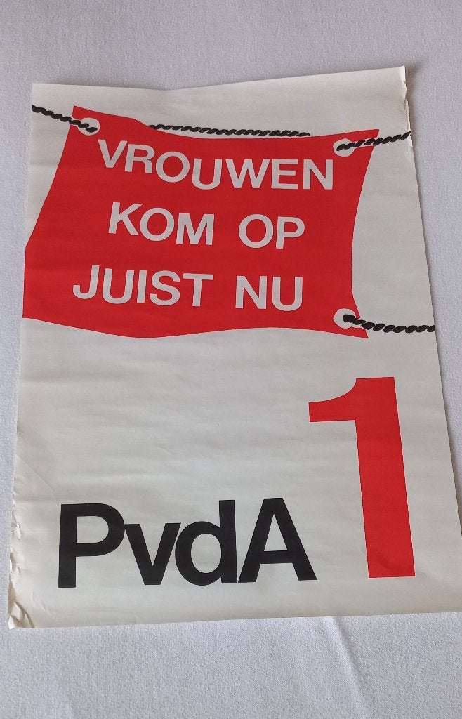Poster pvda, Ophalen of Verzenden, A1 t/m A3, Overige onderwerpen, Rechthoekig Staand