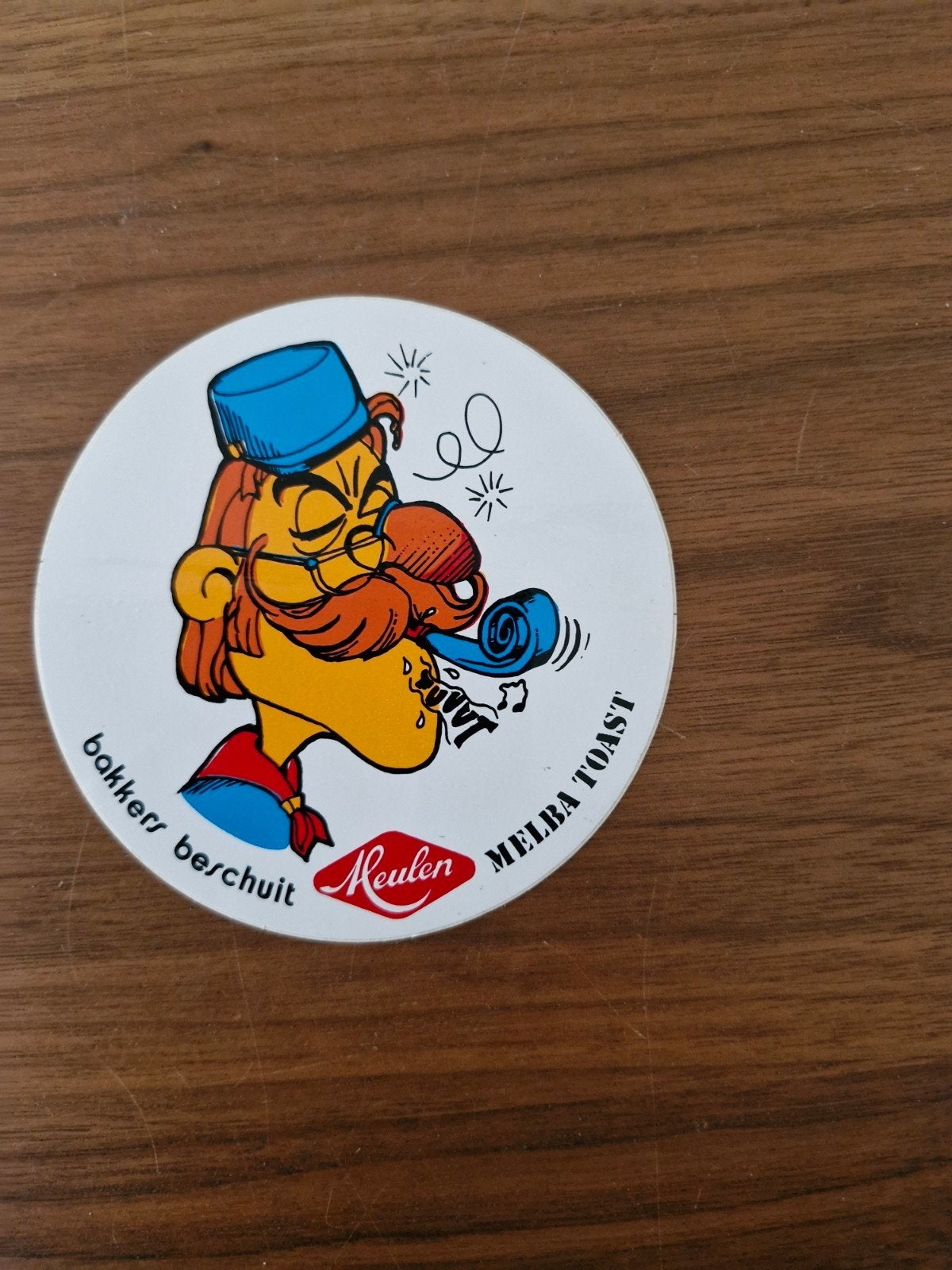 11580 Vintage Meulen Melba Toast bakker beschuit sticker, Ophalen of Verzenden