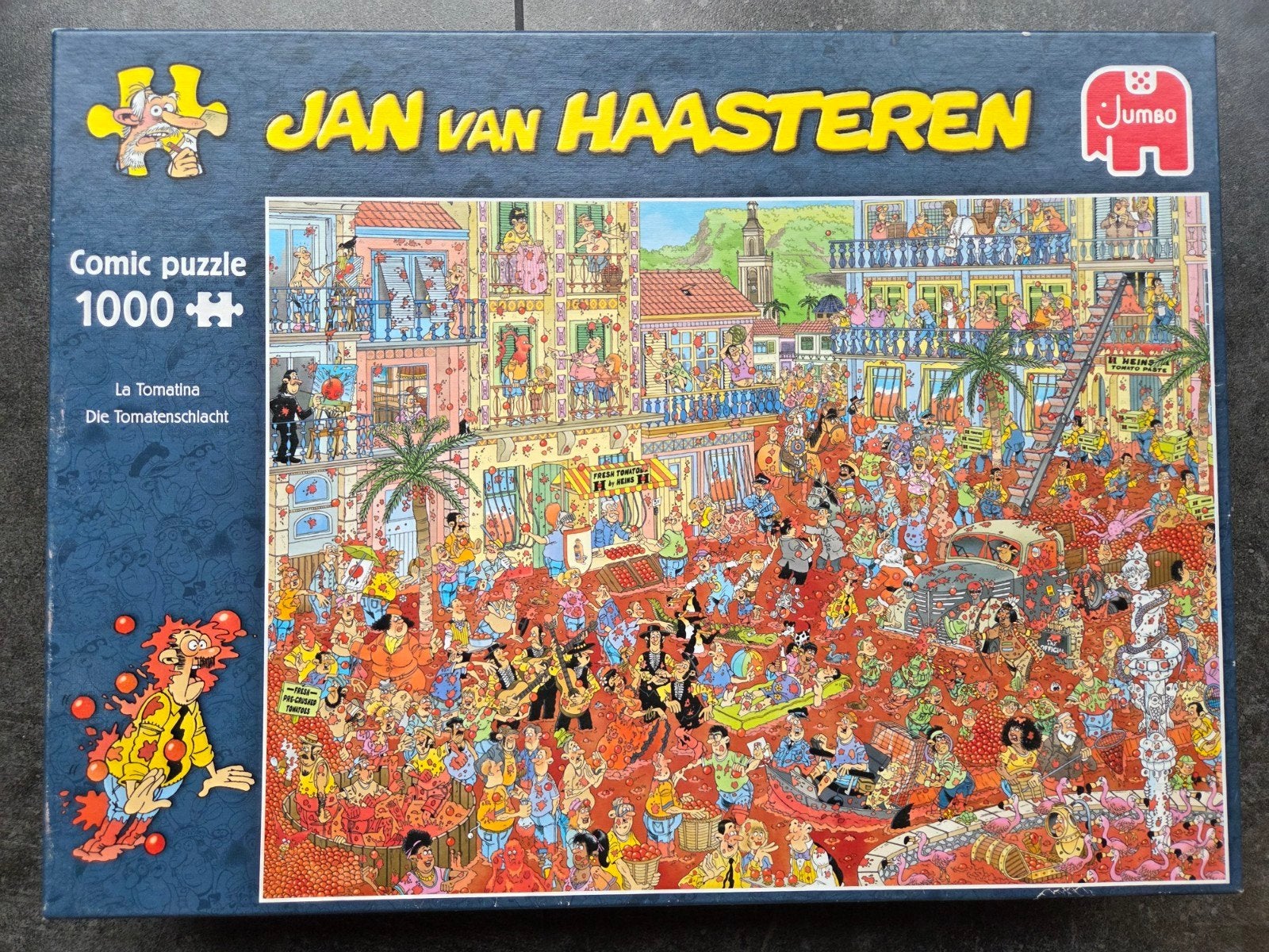 Jan Van Haasteren puzzel (La tomatina), Ophalen of Verzenden, 500 t/m 1500 stukjes, Zo goed als nieuw, Legpuzzel