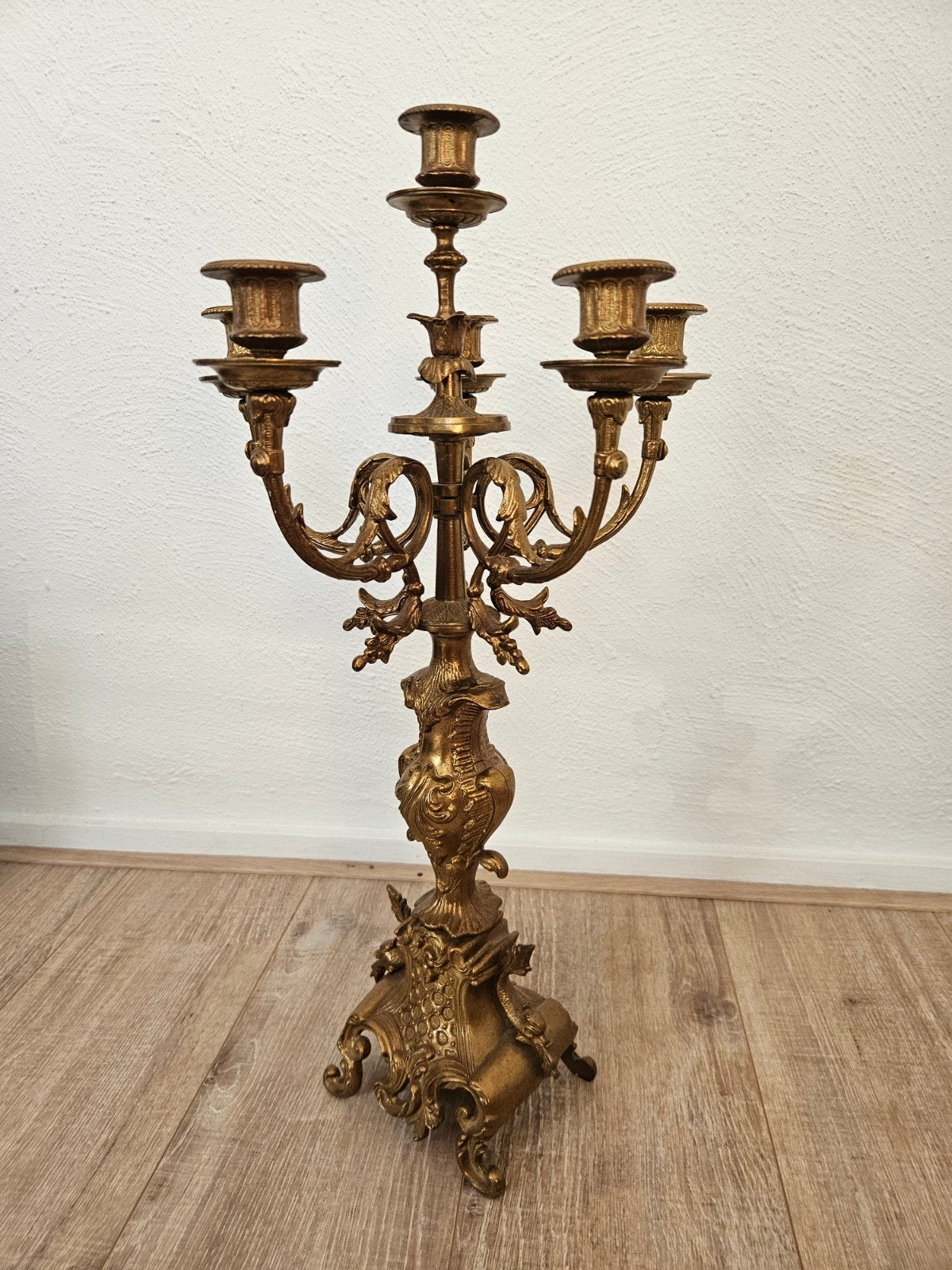 Antieke bronzen kandelaar met 5 armen, 65 cm, Brevettato, Ophalen of Verzenden, Koper of Brons