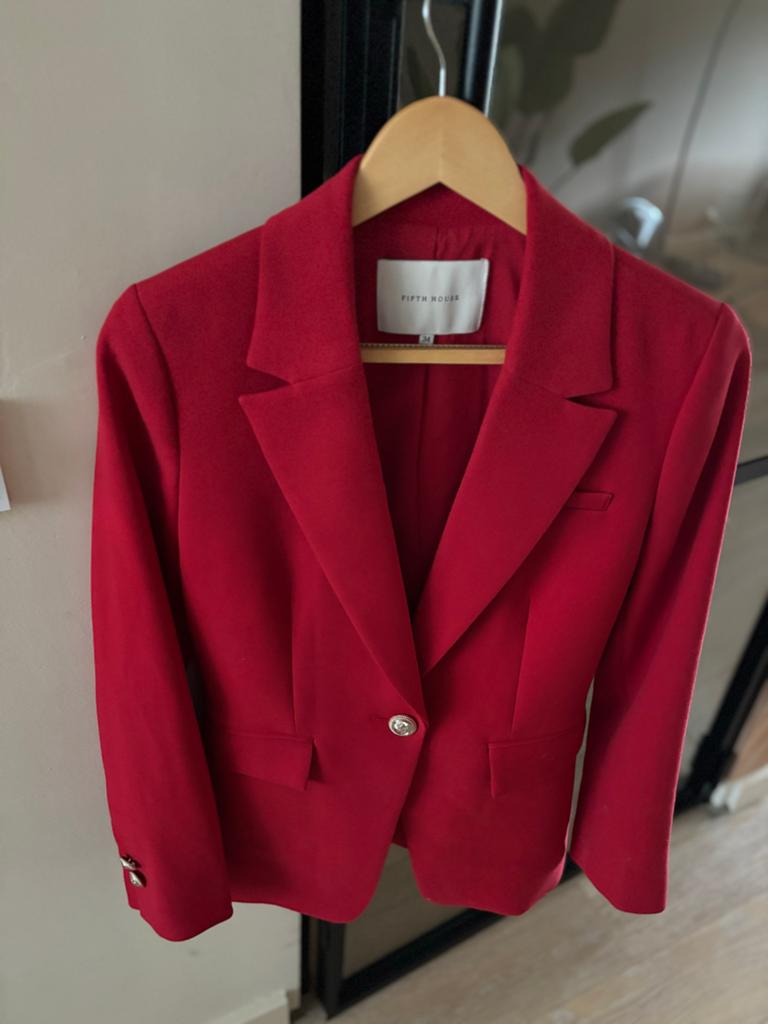 Prachtige rode blazer van Fifth House, maat 34, Ophalen of Verzenden, Zo goed als nieuw, Jasje, Maat 34 (XS) of kleiner
